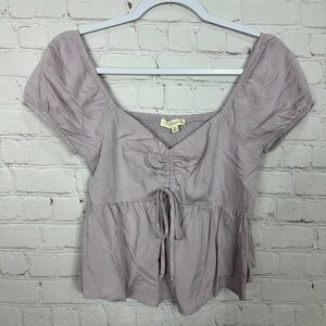 L.A. HEARTS purple off shoulder‎ cinch v-neck crop top blouse shirt, sz M GUC